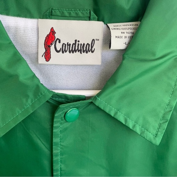 Vintage 80s 90s Nylon Snap Button Windbreaker Jacket Green Size L New Old Stock - Picture 3 of 7